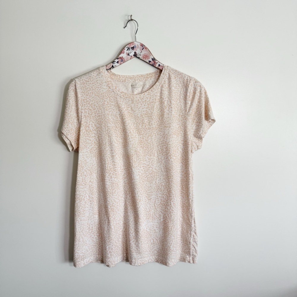 ATHLETA Organic Daily Tee Animal Print Large Tall LT